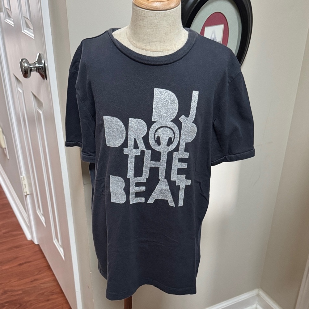 GAP Kids DJ Drop The Beat T-Shirt - Navy & Gray 90sKid KidCore Y2K Music